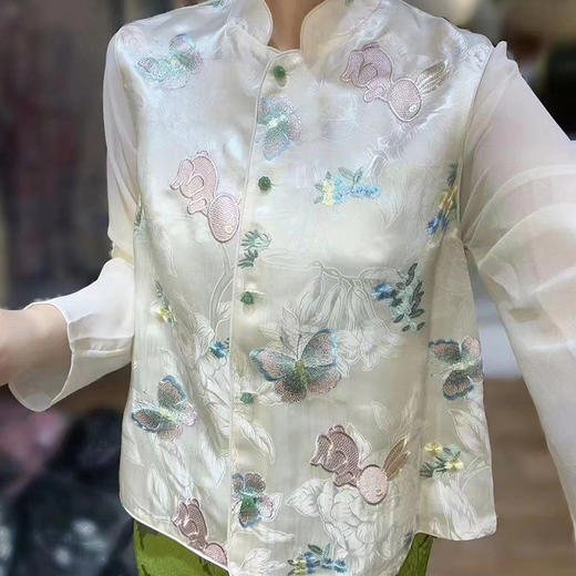 KDS-2240中国风立领真丝重工蝴蝶刺绣减龄时尚潮马甲外套 商品图2