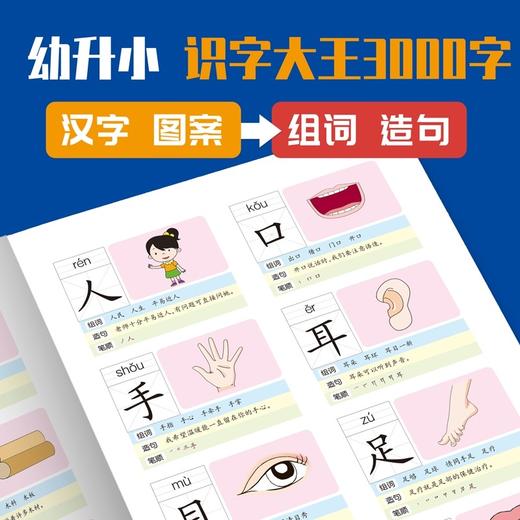 识字大王3000字幼儿园识字书幼儿2-3-6岁认字学好中国字有声伴读早教启蒙书籍学前班儿童看图入门识字大王汉字书 学前启蒙认字神器 商品图3