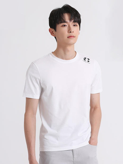 callisto白色桑蚕丝混纺圆领T恤 SSTSS089C 商品图2