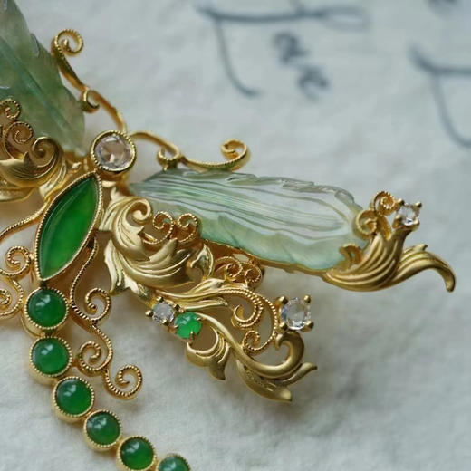 龢盒原创 18k金镶蜻蜓胸针吊坠二用 商品图3