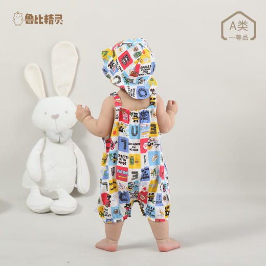 【送同款帽子】男女宝宝夏装吊带包屁衣哈衣婴儿连体衣薄款印花新生儿无袖背心 商品图3