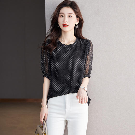 新款雪纺衫宽松小个子别致漂亮小衫遮肚上衣CC-JA5012 商品图0