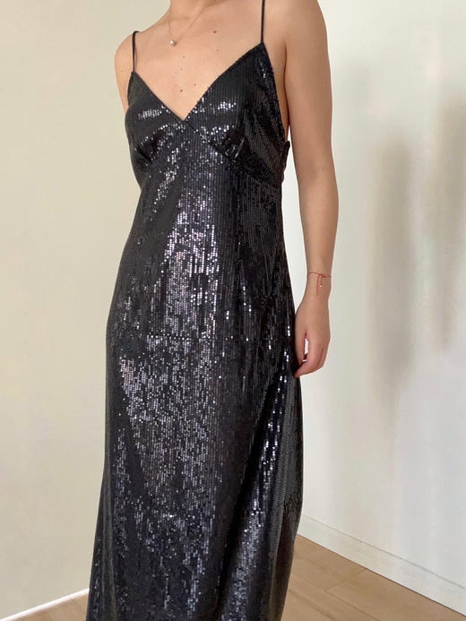 HOSIKARI｜HO23SS17 黑色亮片吊带连衣裙 商品图0