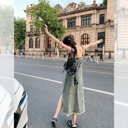 【189元任选2件】最后一波现货！【浅海潮蓝】牛仔背带裙（皮质肩带） 商品图4