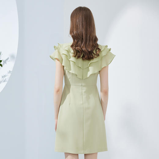 NF8F5斯尔丽瑟俪2023新款V领荷叶层叠设计甜美浪漫减龄高级感连衣裙 商品图1