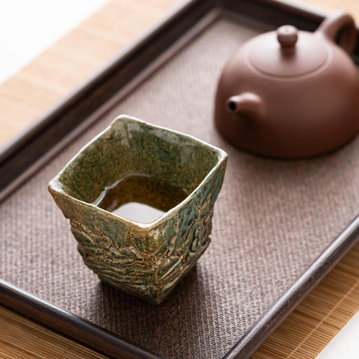 敦煌印象四方杯手作志野烧茶盏主人杯日式轻奢家用陶瓷茶杯品茗杯 商品图1