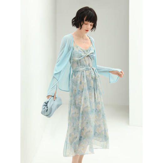 【秒杀】COCOBELLA设计感拧花吊带裙夏雪纺印花清新度假风连衣裙FR188 商品图4