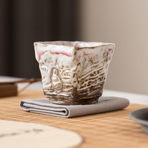 樱花釉四方杯手作志野茶盏主人杯日式轻奢家用陶瓷茶杯品茗杯大号 商品图3