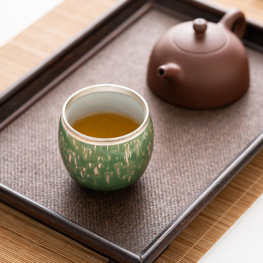 竹林听雨银彩文言主人杯品茗杯单杯日式轻奢复古手工茶盏陶瓷茶杯 商品图0