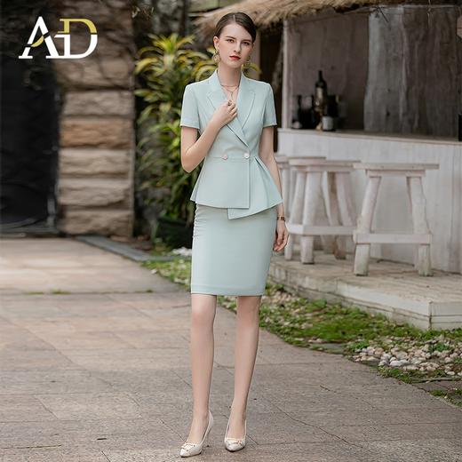AD绿色主持人西装裙套装女正式场合教师面试正装气质高端职业装夏 商品图1