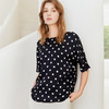 【桑蚕丝圆领T恤】23年春夏女士新品桑蚕丝T恤藏青底圆点印花上衣 商品缩略图1