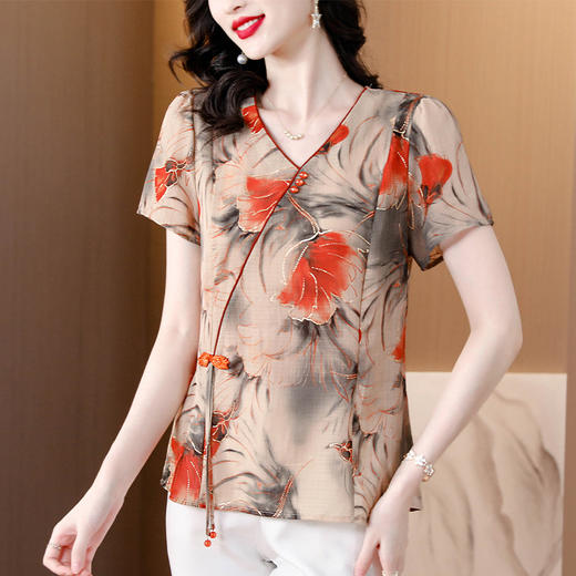 宽松显瘦，新款洋气棉麻气质遮肉显瘦小衫KQL-413H6703 商品图1