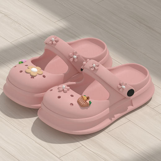 【抖音爆款可爱包头洞洞鞋！】女夏款踩屎感防滑可外穿甜美少女感凉拖鞋 商品图0