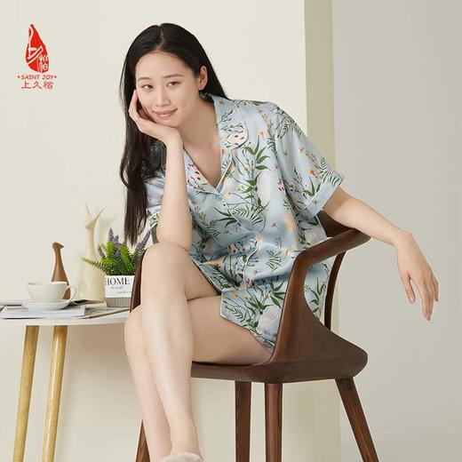 SAINTJOY/上久楷女式蓝灰色印花短袖睡衣套装  JWS21009 商品图4