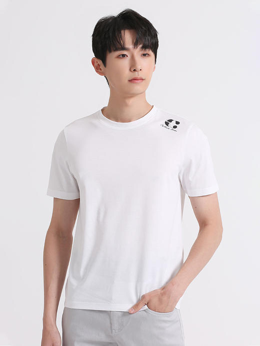callisto白色桑蚕丝混纺圆领T恤 SSTSS089C 商品图0