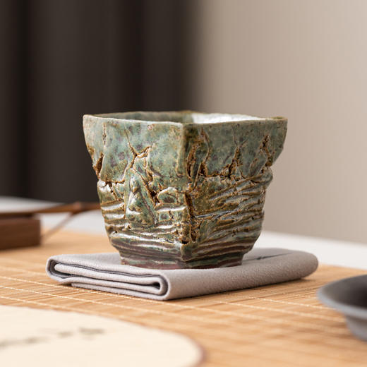 敦煌印象四方杯手作志野烧茶盏主人杯日式轻奢家用陶瓷茶杯品茗杯 商品图0