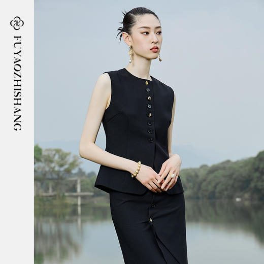 IWY/扶摇系列 夏季中式无袖修身马甲+半身裙23FYV153 商品图4