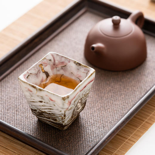 樱花釉四方杯手作志野茶盏主人杯日式轻奢家用陶瓷茶杯品茗杯大号 商品图0