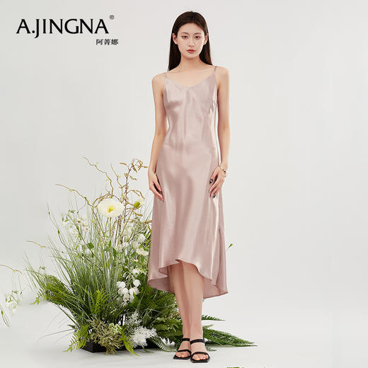 【商场同款】阿菁娜优雅简约醋酸月光吊带裙A30X112088 商品图5