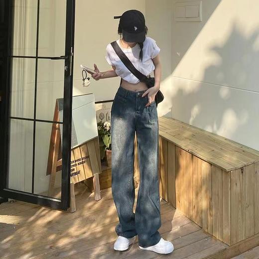 【复古潮流！小个子宽松直筒显瘦牛仔裤女】透气舒适柔软，高腰显瘦，穿上尽显潮流，耐穿耐洗，秋冬季阔腿拖地长裤子ins潮粉丝专属 商品图3