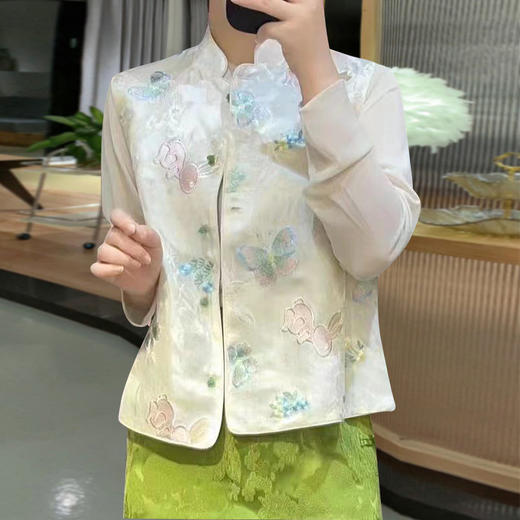 KDS-2240中国风立领真丝重工蝴蝶刺绣减龄时尚潮马甲外套 商品图1