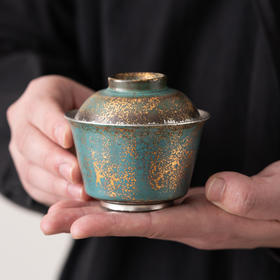 常青釉金银彩盖碗日式复古陶瓷茶具功夫茶家用泡茶器茶碗套装礼盒
