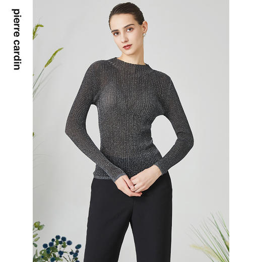 皮尔卡丹女装时尚亮丝修身通勤半高领套头针织衫P3199K3101H0
 商品图3