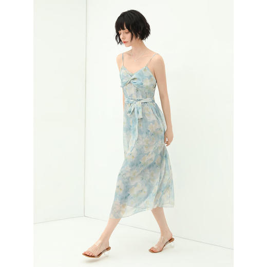 【秒杀】COCOBELLA设计感拧花吊带裙夏雪纺印花清新度假风连衣裙FR188 商品图3