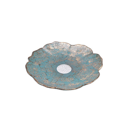 常青釉金银彩莲花壶承水果盘茶点盘干泡台陶瓷手工复古壶底座壶托 商品图3