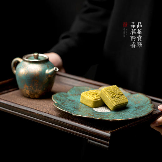 常青釉金银彩乐山壶家用日式手工复古陶瓷茶壶功夫茶具泡茶壶单壶 商品图3