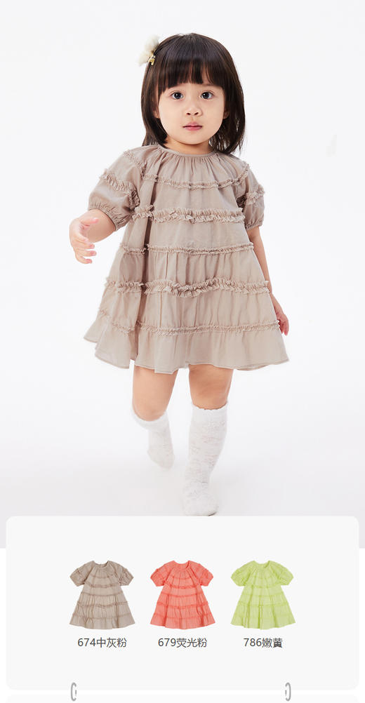 jnby  23年夏款  长绒棉蛋糕短袖连衣裙  YN6G12520 商品图0