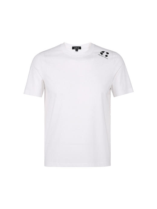 callisto白色桑蚕丝混纺圆领T恤 SSTSS089C 商品图3