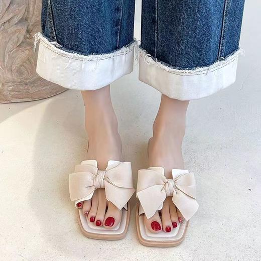 【韩版时尚洋气❗️新款蝴蝶结拖鞋一字拖】脚感舒适柔软轻盈 外穿居家夏仙女风平底凉拖鞋休闲百搭拖鞋女粉丝专属 商品图3