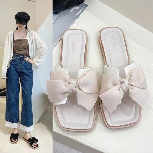 【韩版时尚洋气❗️新款蝴蝶结拖鞋一字拖】脚感舒适柔软轻盈 外穿居家夏仙女风平底凉拖鞋休闲百搭拖鞋女粉丝专属 商品图7
