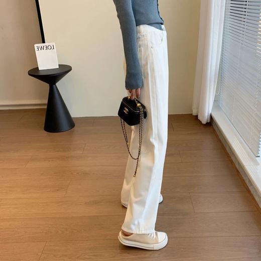 白色阔腿高腰拖地牛仔裤 超好版型 超柔软 商品图2