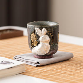 敦煌兔主人杯日式志野烧陶瓷杯子手工文创高档复古茶杯品茗杯单杯