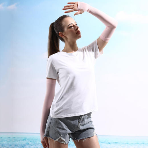 【户外运动必备！采用冰丝面料】冰感升级夏季防晒袖套，清凉舒适，防晒护肤，纯色设计，时尚百搭。 商品图5