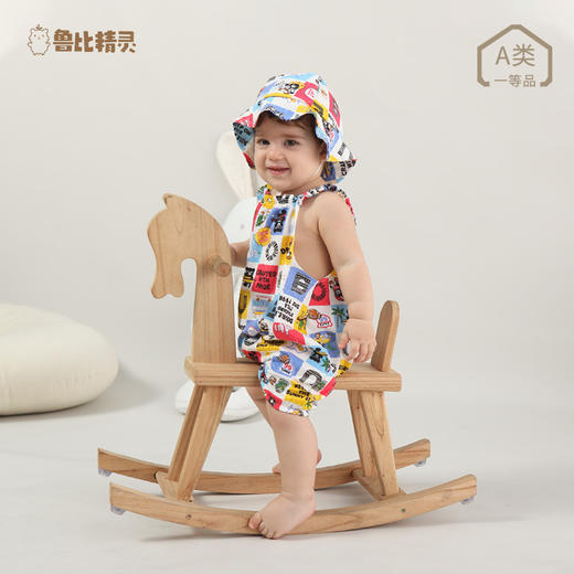 【送同款帽子】男女宝宝夏装吊带包屁衣哈衣婴儿连体衣薄款印花新生儿无袖背心 商品图1