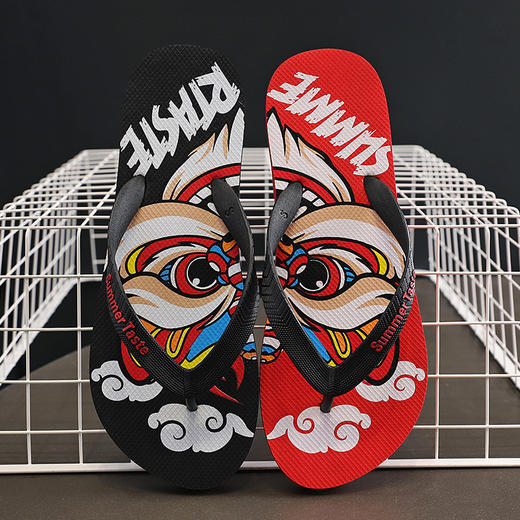 【个性文艺 国潮热夏❗️夏季男士人字拖居家室外】沙滩凉拖鞋国潮醒狮子个性情侣防滑夹脚外穿夏季粉丝专属父亲节礼物新年礼盒年货礼盒 商品图4