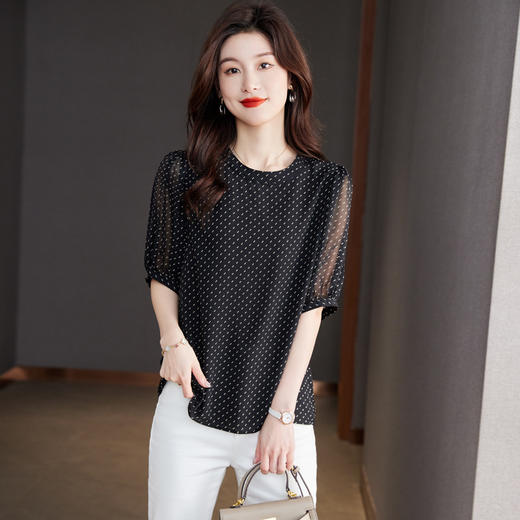 新款雪纺衫宽松小个子别致漂亮小衫遮肚上衣CC-JA5012 商品图1