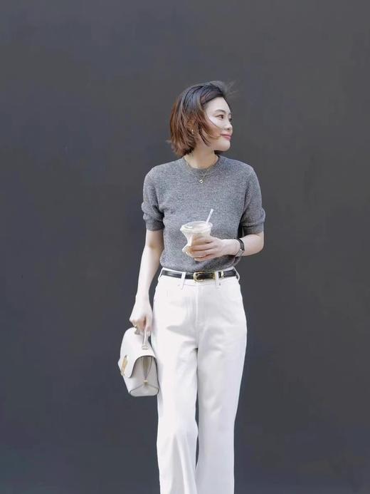 白色阔腿高腰拖地牛仔裤 超好版型 超柔软 商品图9