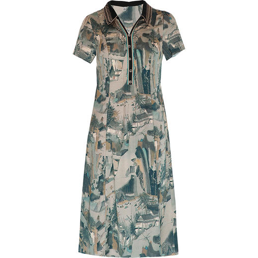 夏季新款，短袖裙气质女装宽松休闲中长裙妈妈装印花连衣裙QYM-HSY-I23A786-Y 商品图4