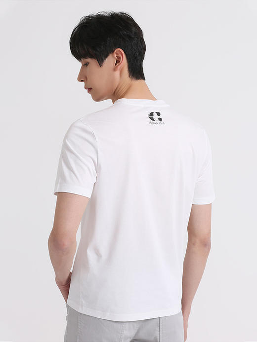 callisto白色桑蚕丝混纺圆领T恤 SSTSS089C 商品图1