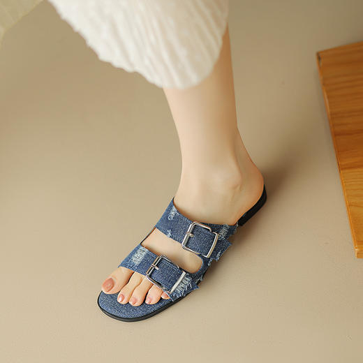 时尚个性，织物搭扣低跟拖鞋HBP-5358 商品图9