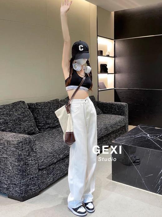 白色阔腿高腰拖地牛仔裤 超好版型 超柔软 商品图13