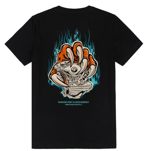 自由基地夏季新款潮流涂鸦元素火焰老虎摩托机车图案设计短袖T恤 NMT-1991 商品图3