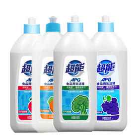超能APG食品用洗洁精植物洁净去油去渍不伤手508g芦荟清香包装随机 508克*4瓶