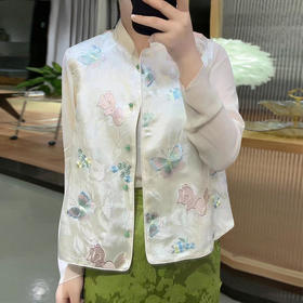 KDS-2240中国风立领真丝重工蝴蝶刺绣减龄时尚潮马甲外套