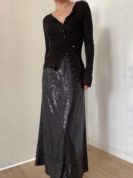 HOSIKARI｜HO23SS17 黑色亮片吊带连衣裙 商品图2