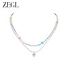 ZEGL设计师冰透小彩串彩色叠戴项链女轻奢小众锁骨链 商品缩略图0